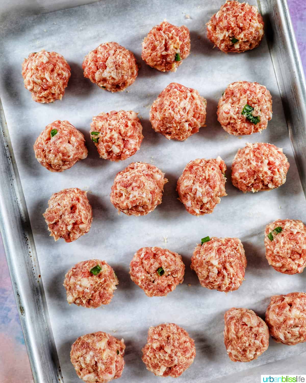 meatballs for almondigas on sheet pan