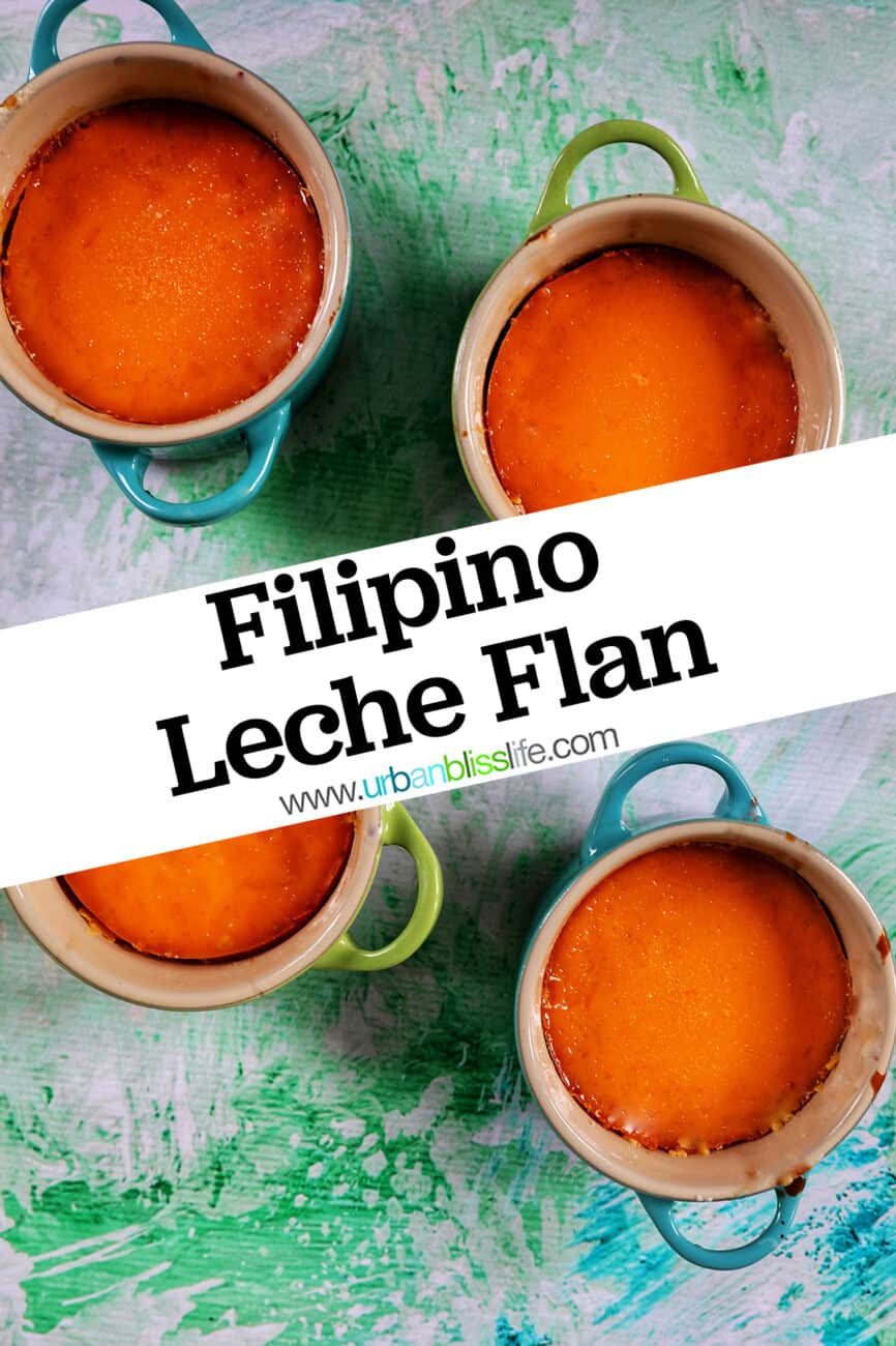 filipino leche flan with overlay text