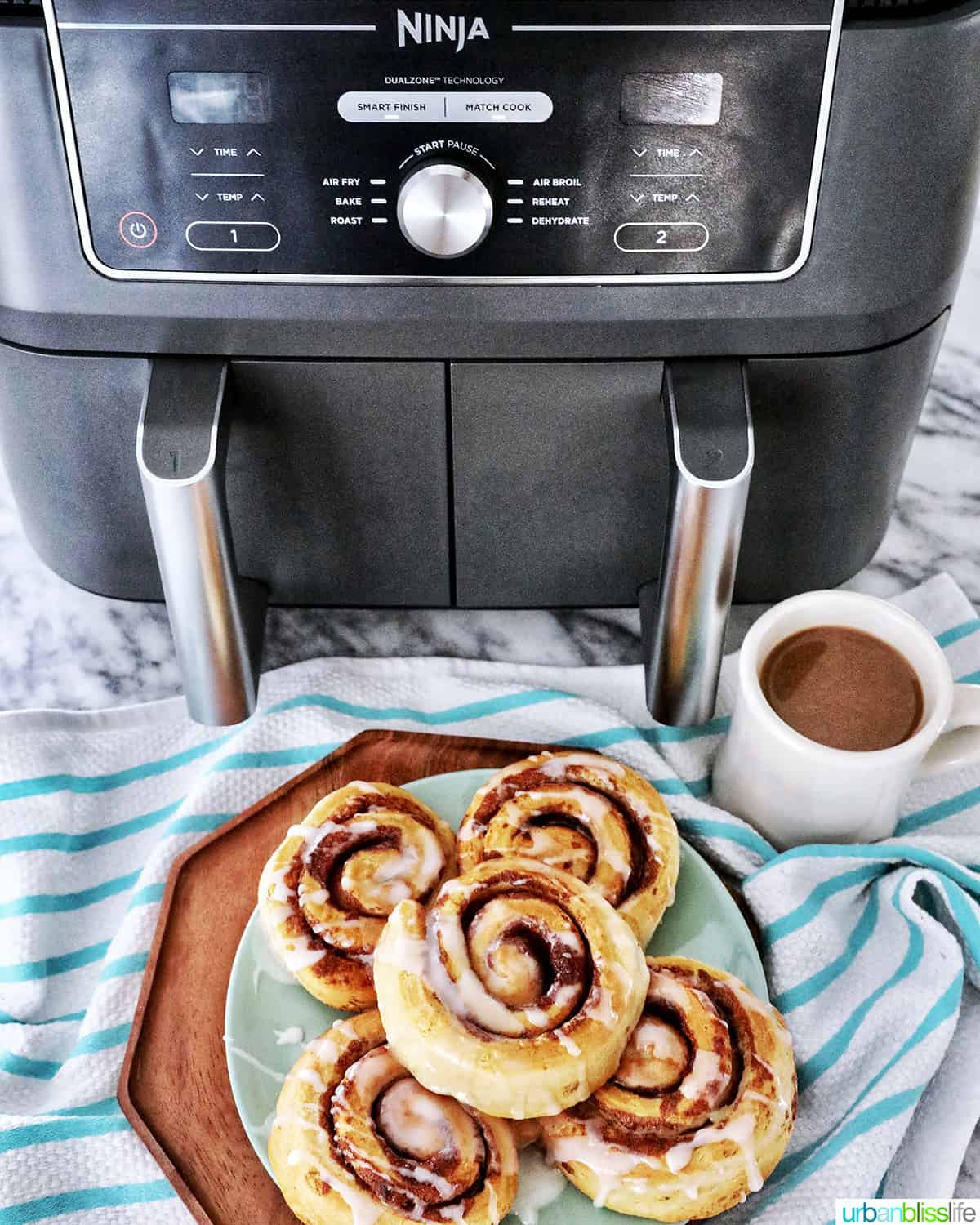 cinnamon rolls and the Ninja Foodi air fryer