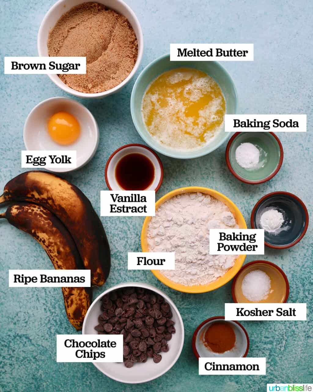 ingredients to make banana bread chocolate chip cookies