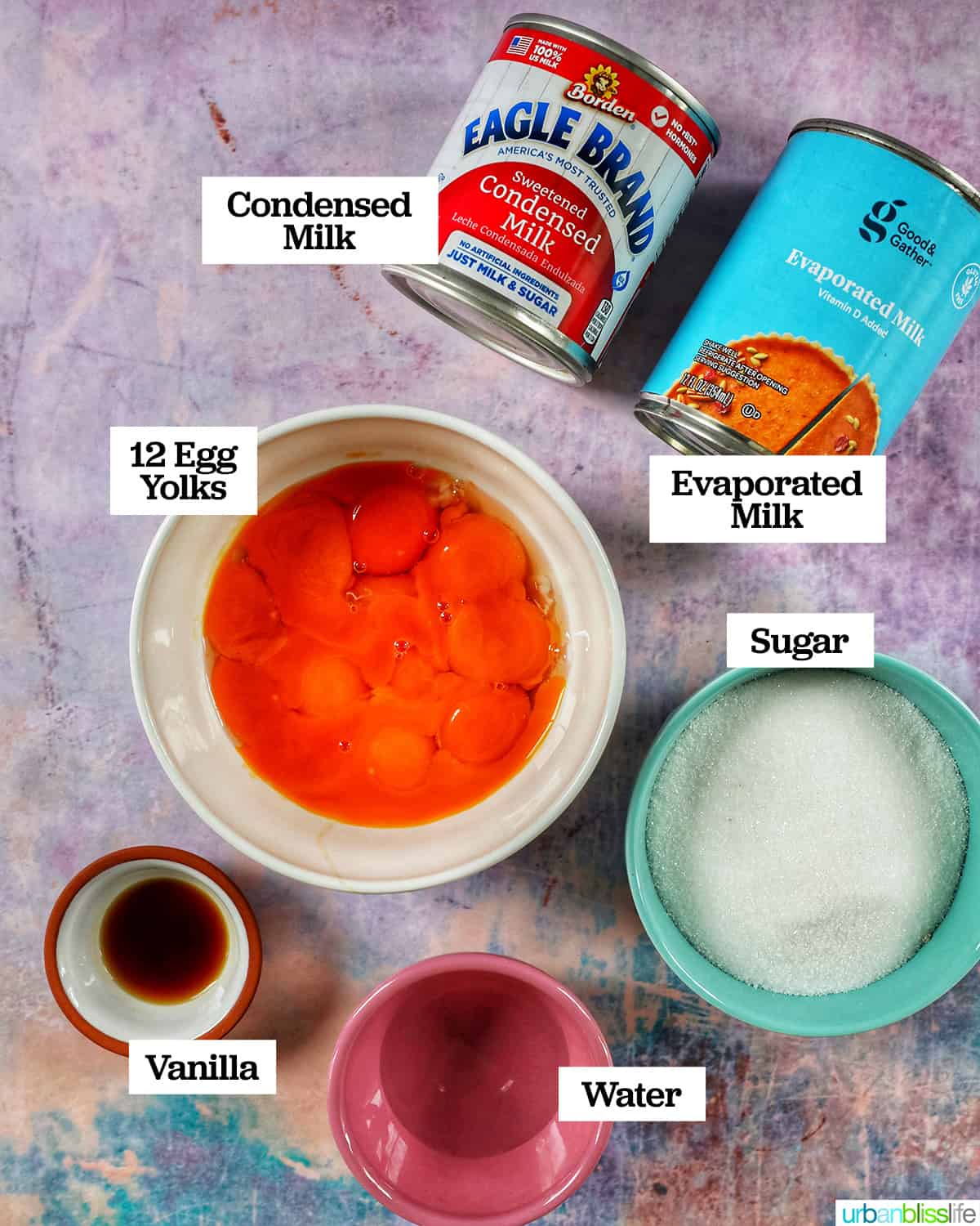 Ingredientes del flan de leche filipino