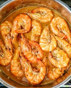 shrimp adobo cooking in a pan