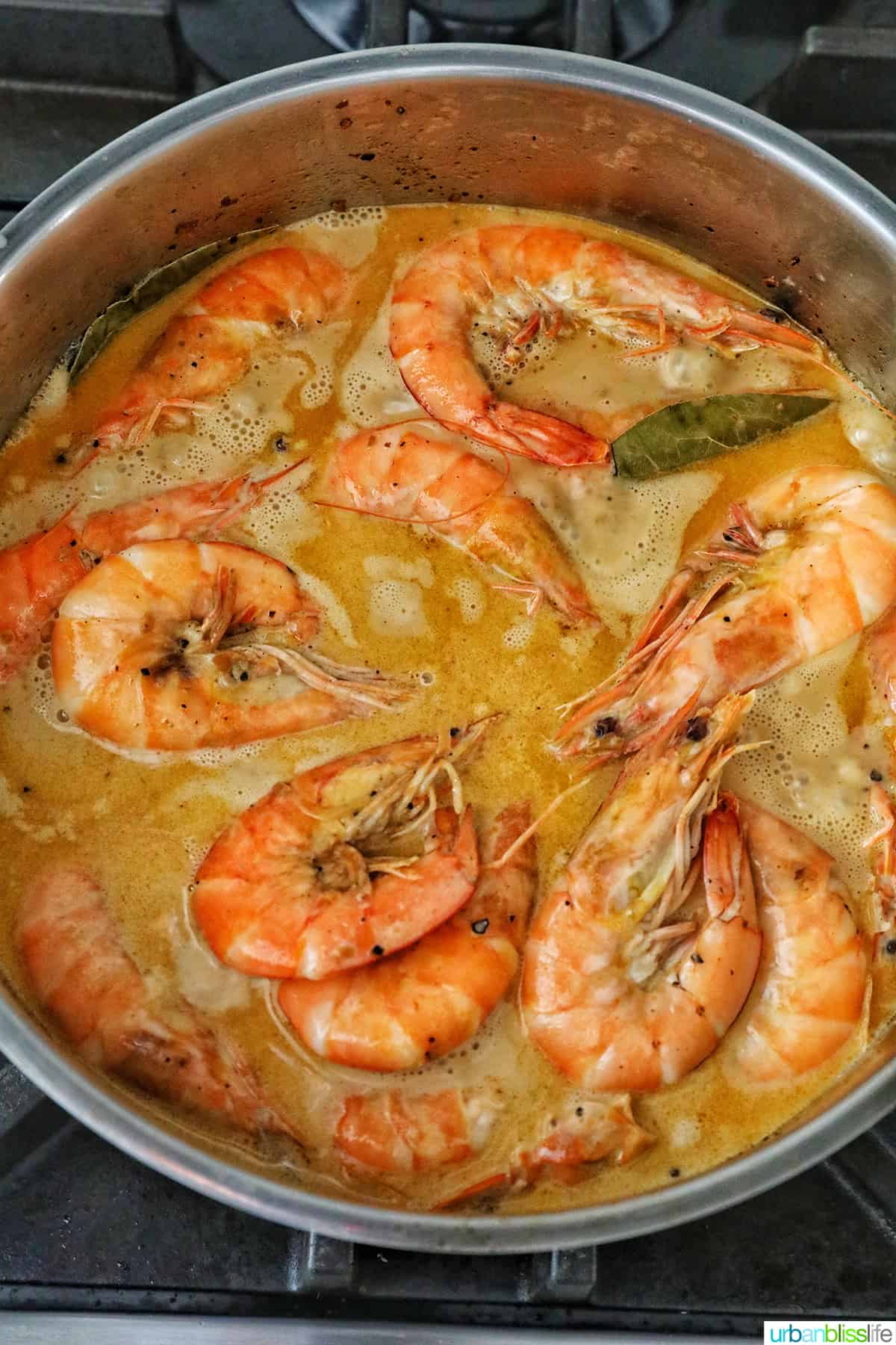 shrimp adobo cooking in a pan