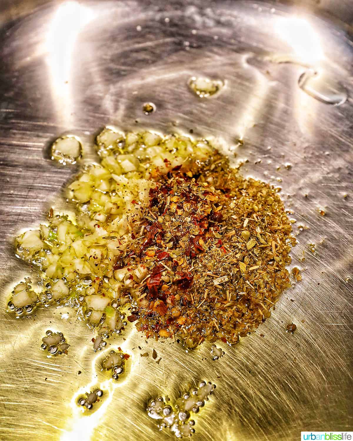 sauteing garlic and herbs