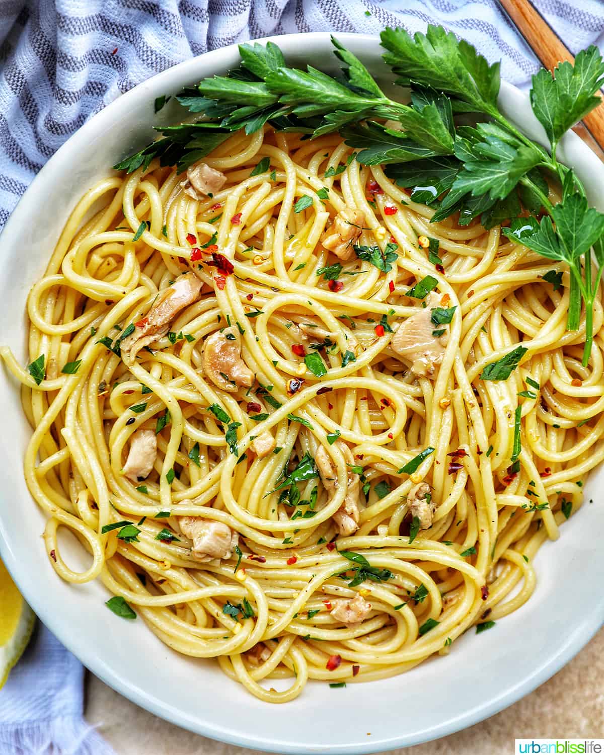 bowl of pasta with clams and white wine sauce