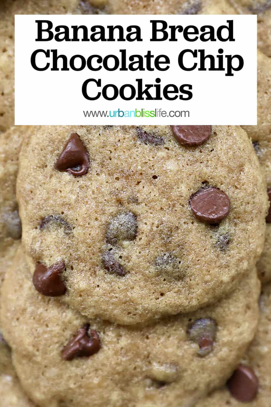banana bread chocolate chip cookies with title text overlay