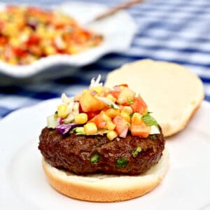 asian beef burger with slaw.
