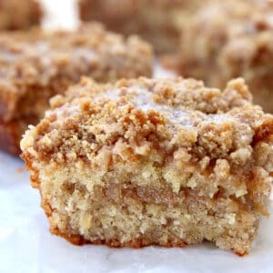 slice of banana crumb coffee cake.