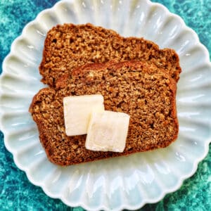 guinness brown bread with two dabs of butter.