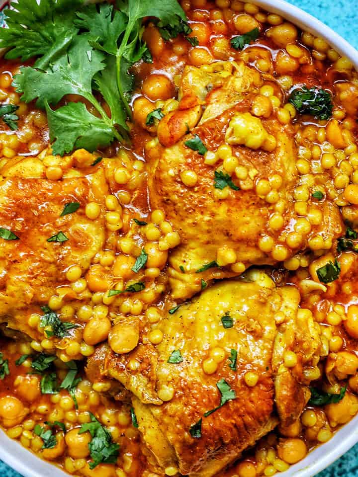 instant pot moroccan chicken in a bowl.