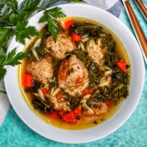 instant pot italian wedding soup with parsley.