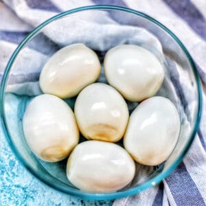 ninja foodi hard boiled eggs in a bowl.