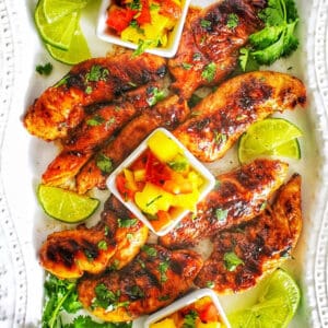 grilled chicken with pineapple salsa.