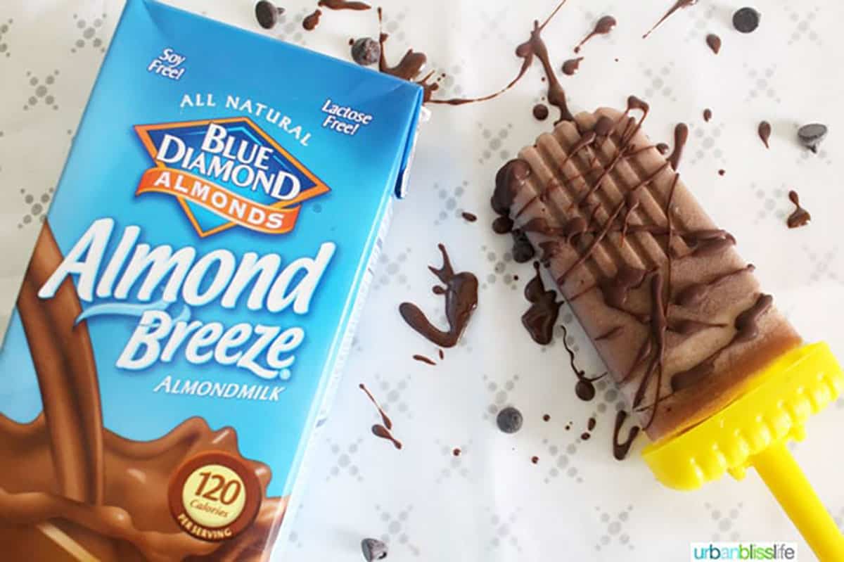 almond breeze almond milk and chocolate popsicle.