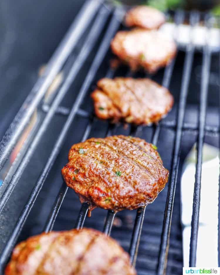 asian burgers on grill.