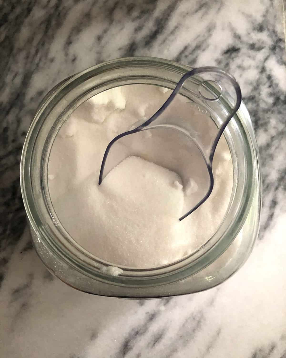 sugar in large jar.
