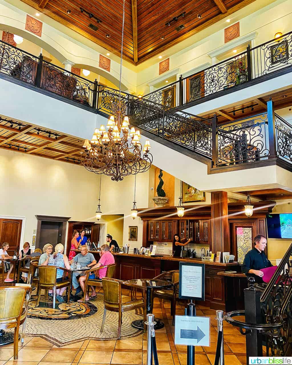 inside the wine tasting pavilion at Belle Fiore Winery.