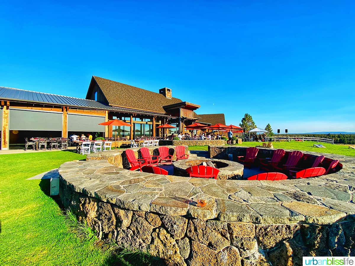 back lawn with fire pit at brasada ranch