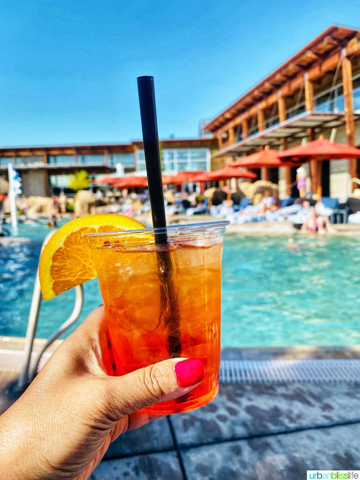 brasada ranch pool with red drink