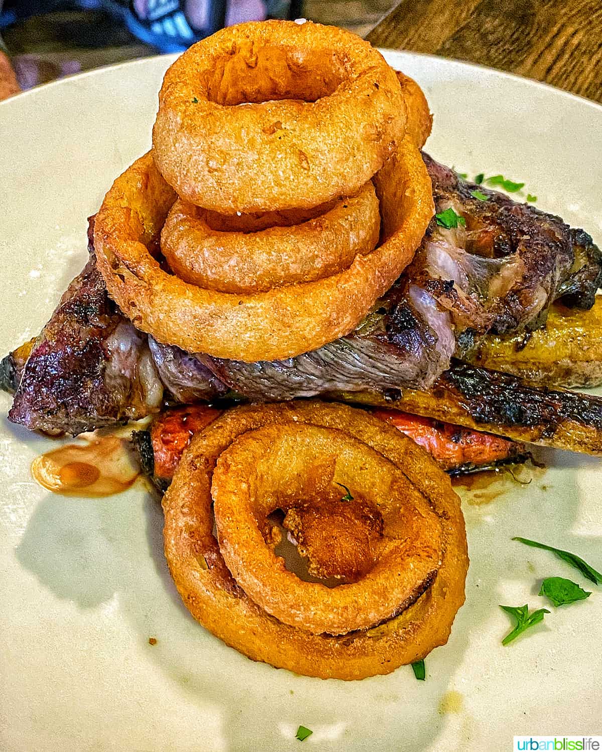 brasada ranch steak and onion rings