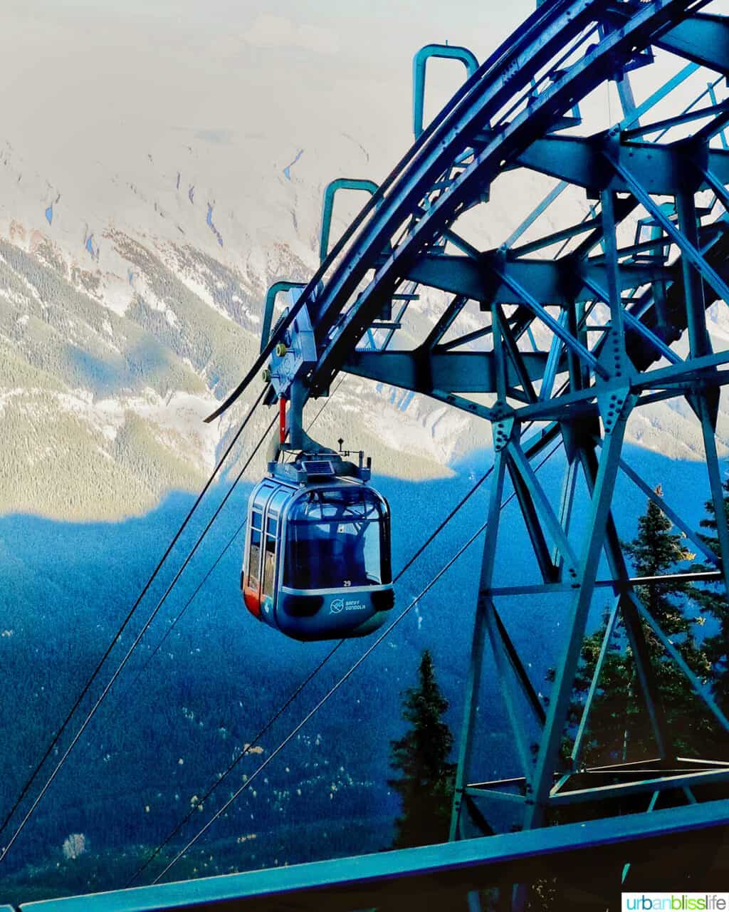 Gondola ascending Sulphur Mountain in Banff, Canada.