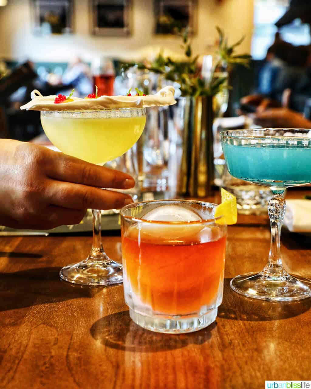 trio of colorful cocktails at Brazen Banff.