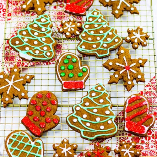 soft gingerbread cookies decorated for Christmas