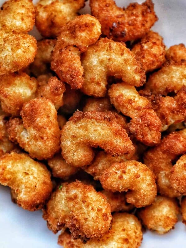 bowl full of air fryer popcorn shrimp.