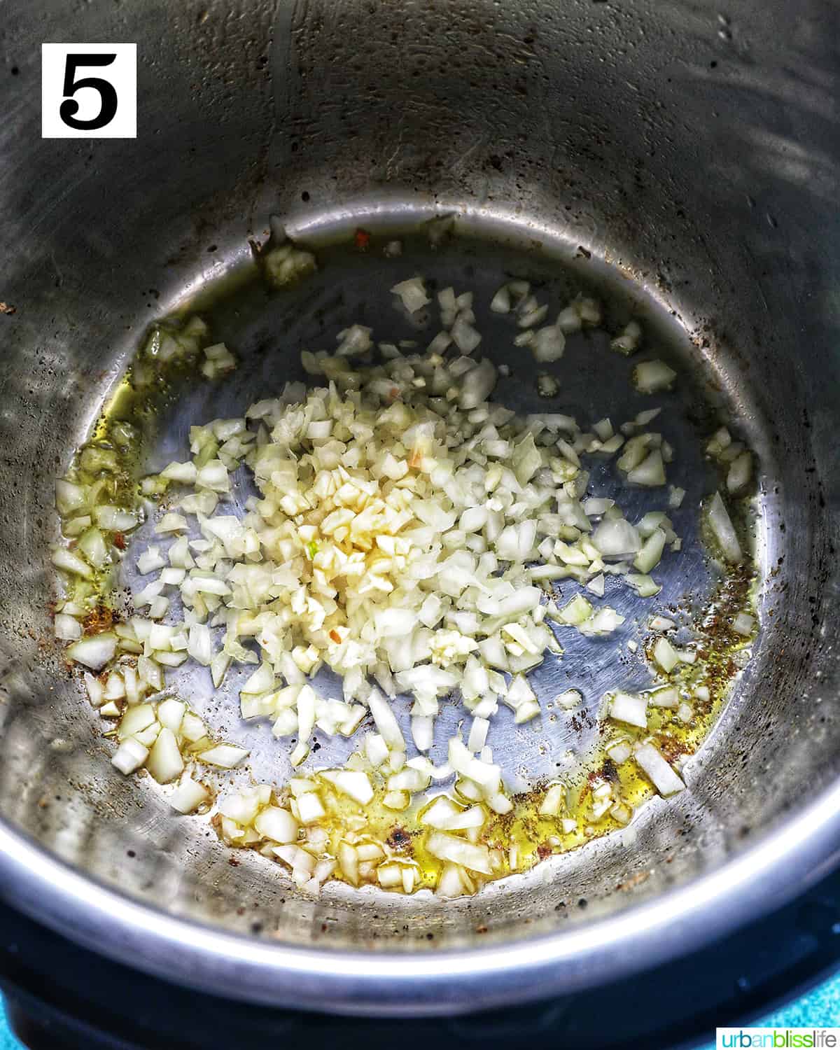 sauteing garlic and onions in olive oil in the Instant Pot