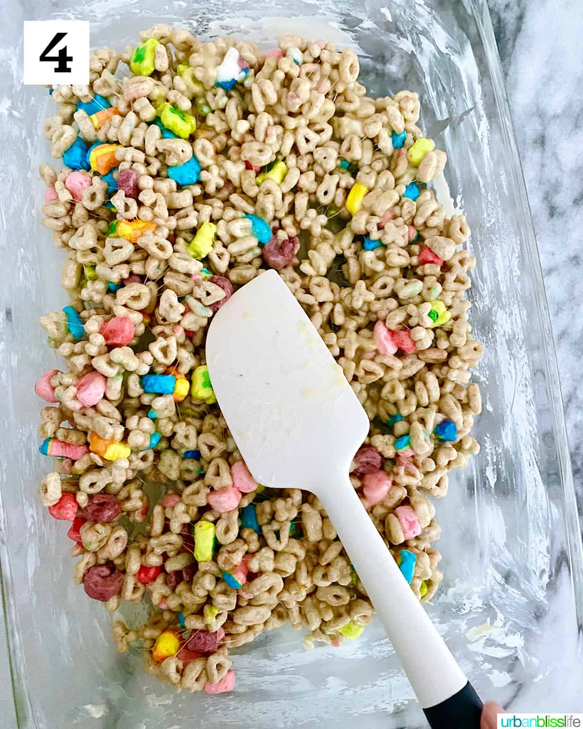 spreading out batch of lucky charms cereal bars
