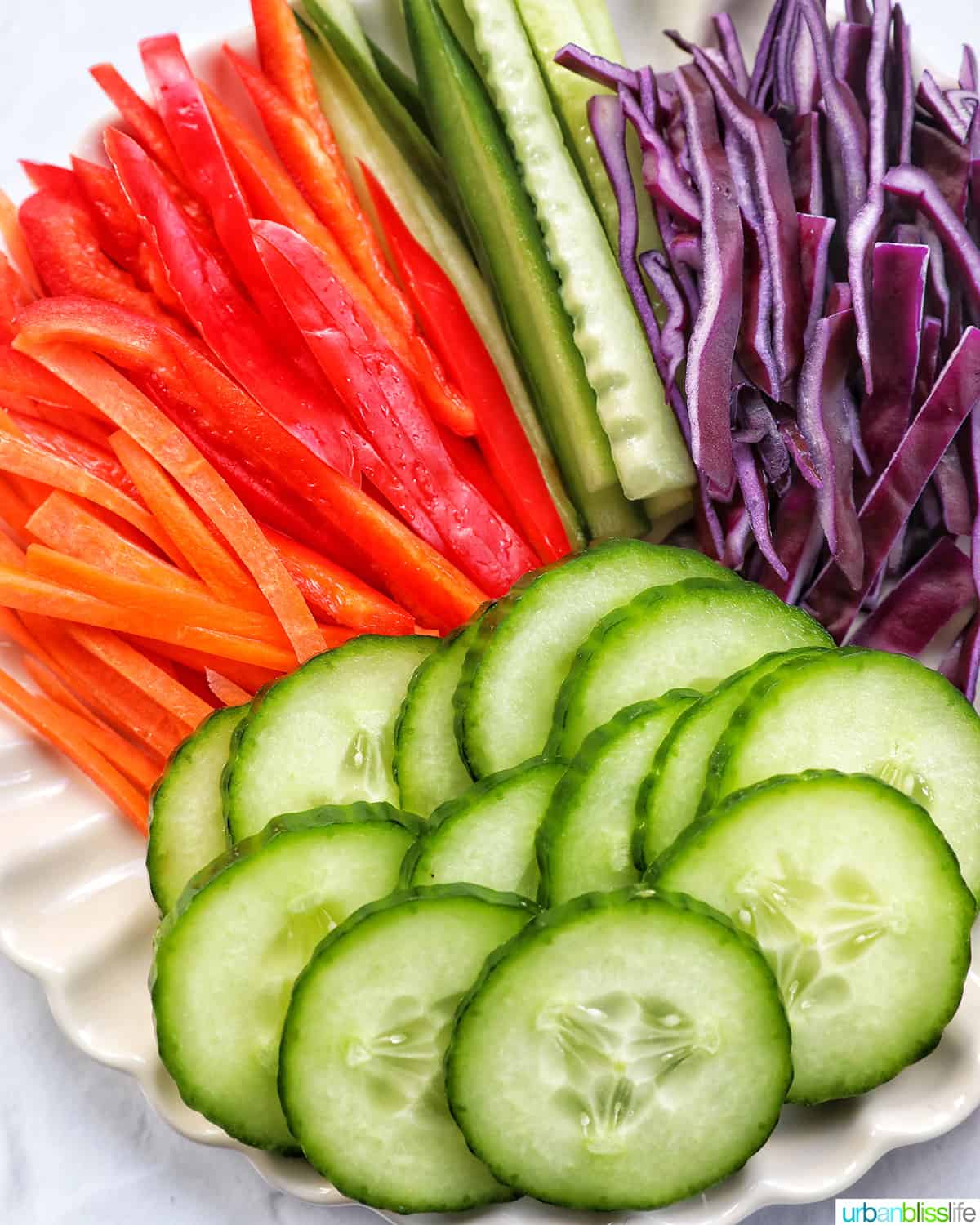 plate full of colorful vegetables.