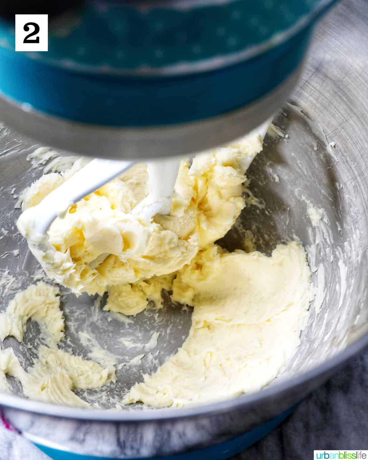 creaming butter in a stand mixer.