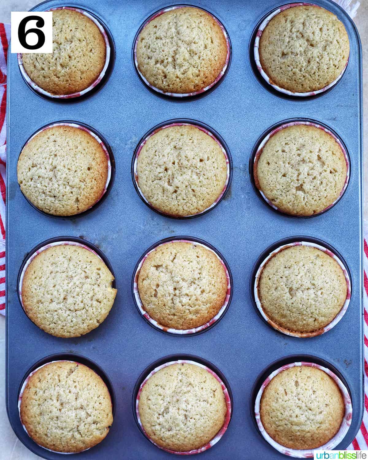 baked cupcakes in a muffin tin.