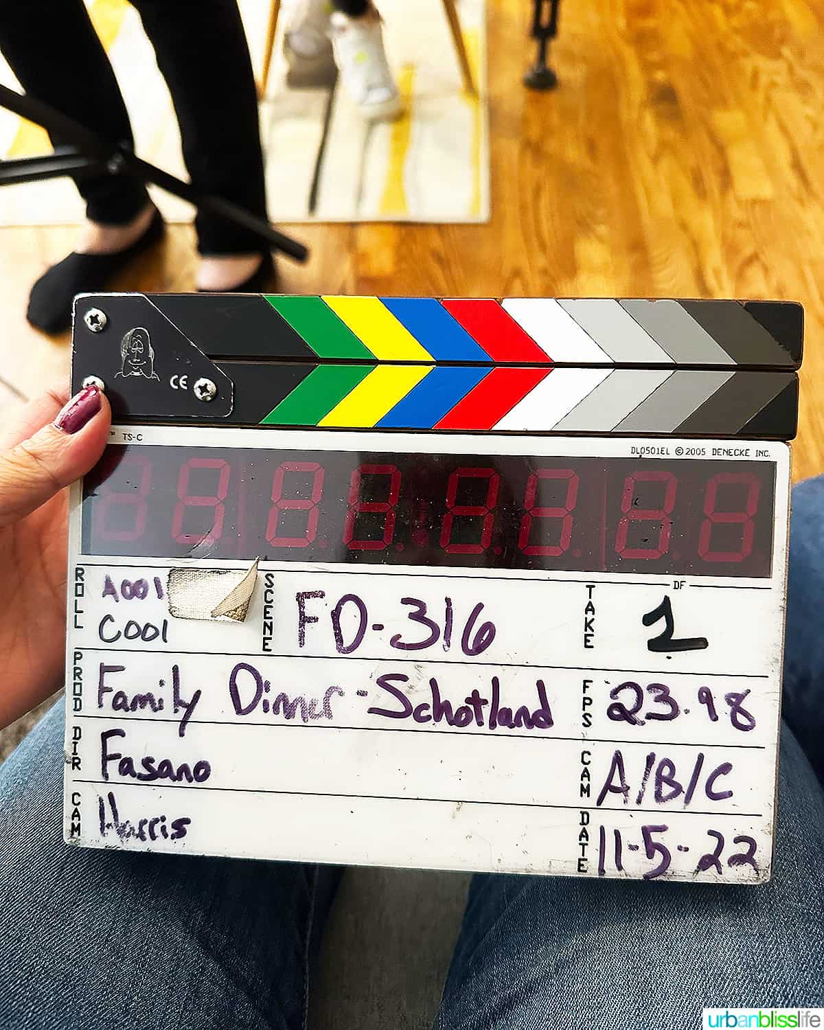 director's slate for the Jayme-Schotland episode of Family Dinner TV Show