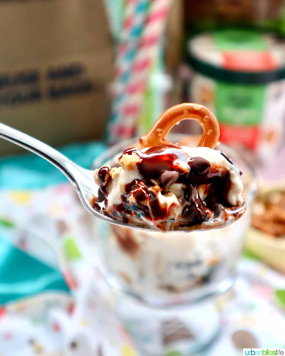 spoonful of ice cream parfait.