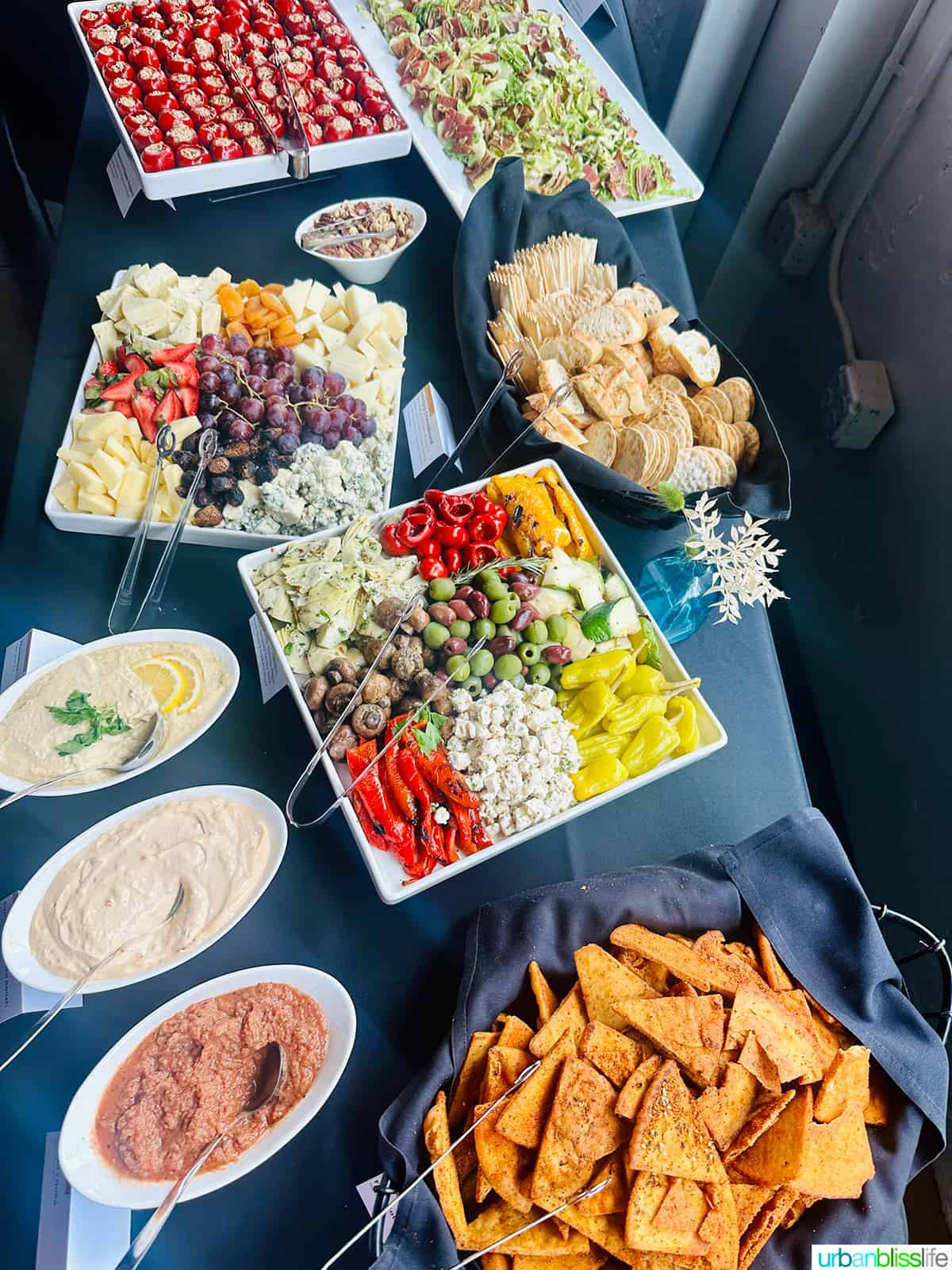 catering table by vibrant table at Malbec in the City event.