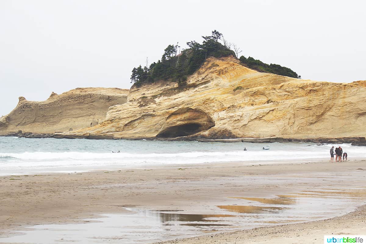 Sand dune and sandy beach and Pacific Ocean at Pacific City, Oregon.