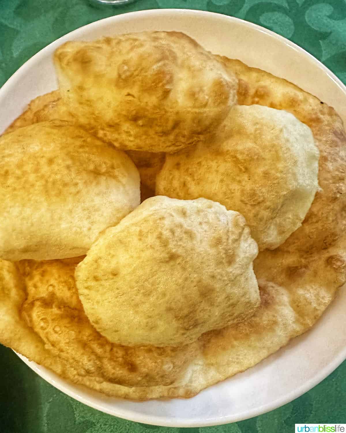 bowl full of shelpek, a Kazakhstan flat bread.