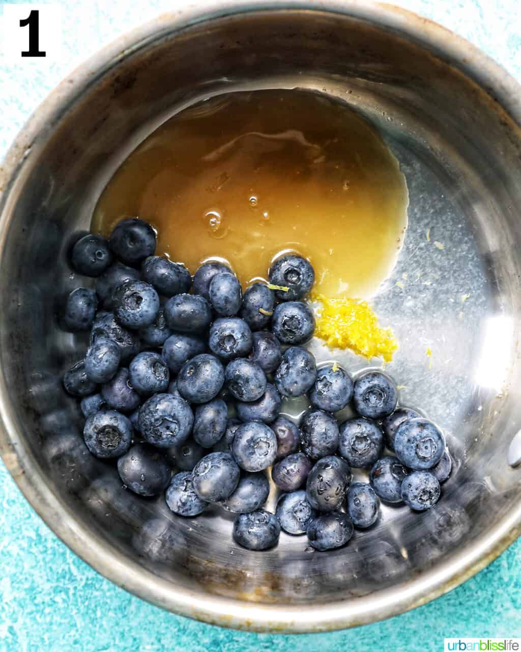 blueberries in a small saucepan.