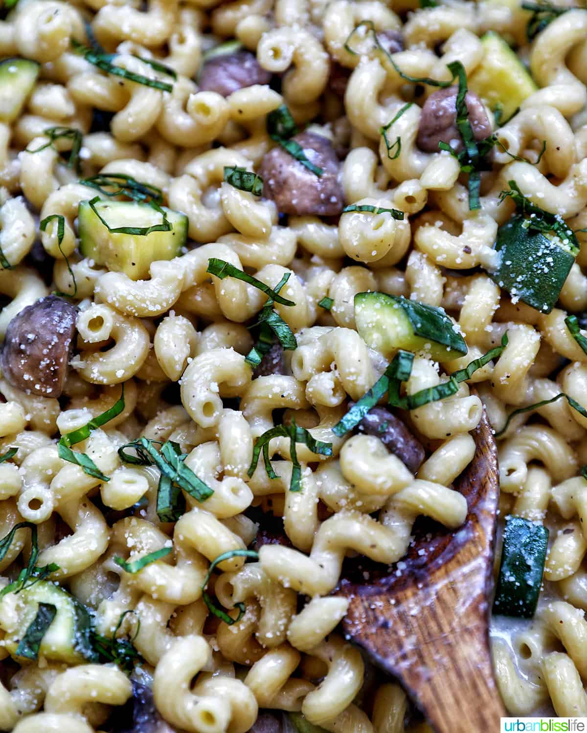 zucchini mushroom pasta in a large saucepan.