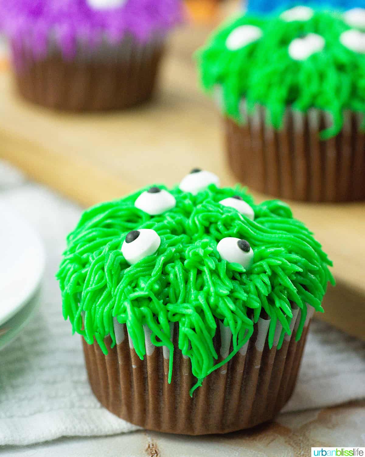 green Halloween Monster cupcakes.
