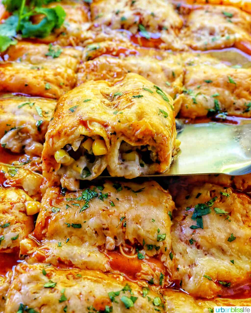 Leftover Turkey Enchilada Casserole recipe Urban Bliss Life