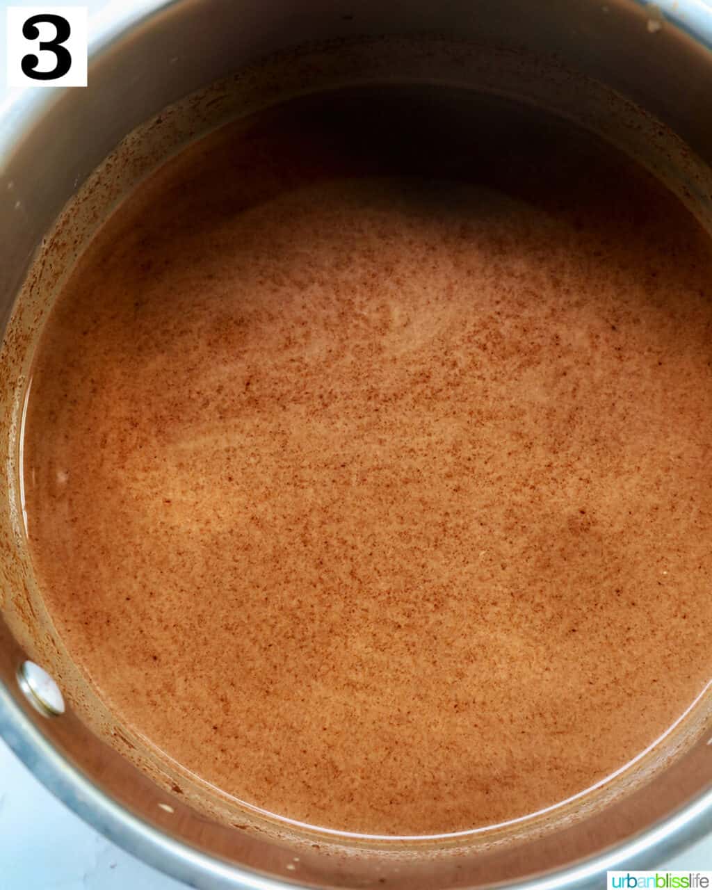 hot chocolate mixture in a saucepan.