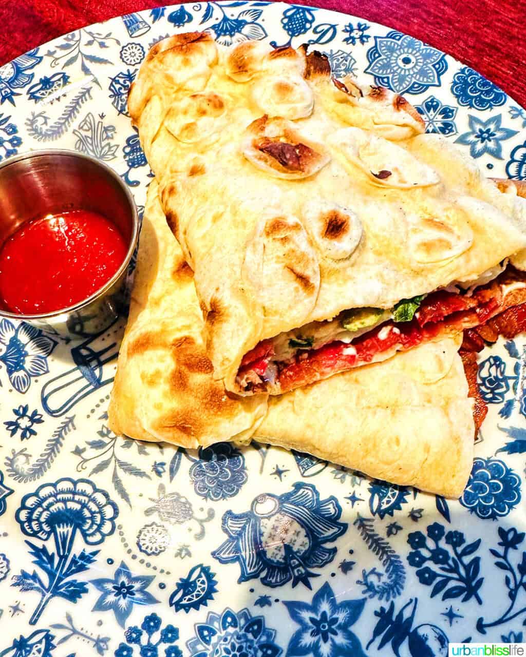 bacon naan roll at Dishhoom restaurant in London, England.