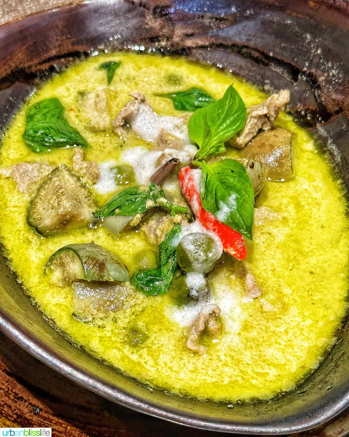 bowl of Thai green curry.