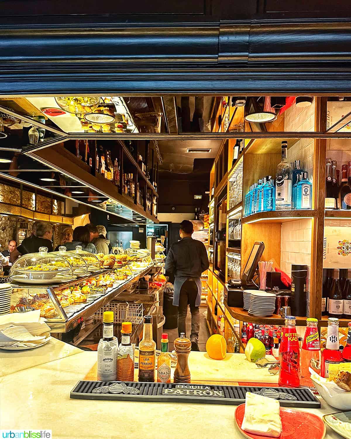 Bar at Abando restaurant in Bilbao, Spain.