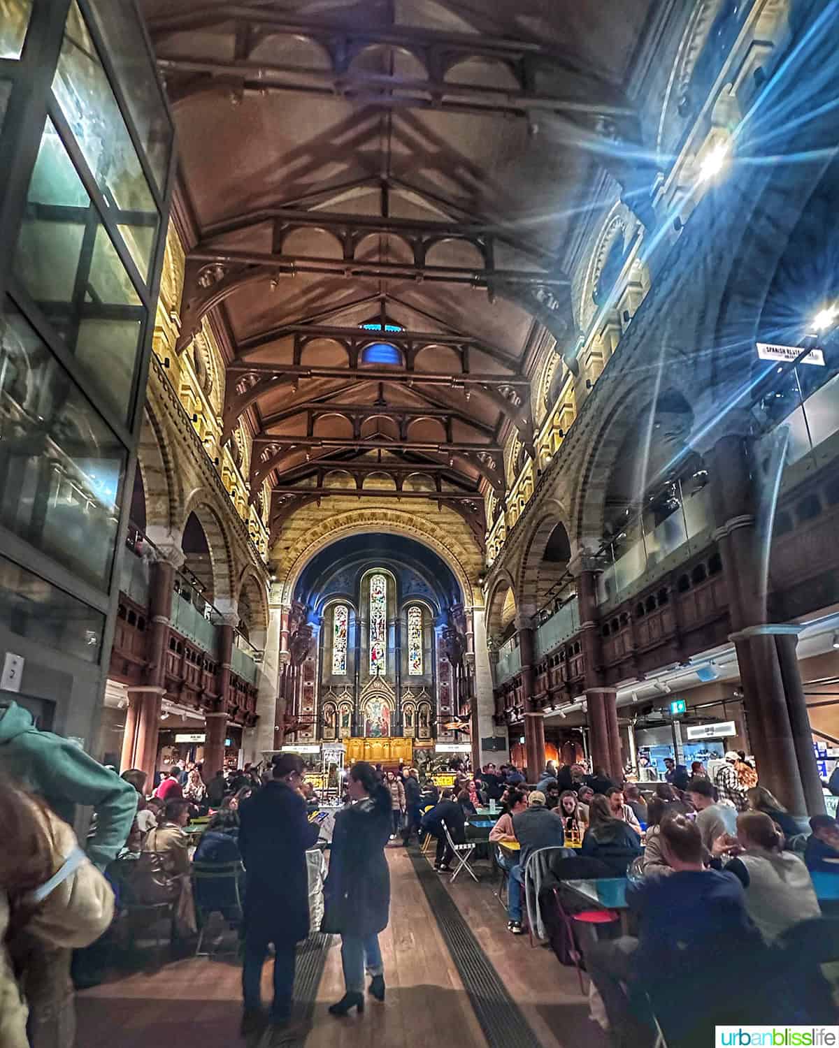 inside Mercato Mayfair food hall in London.