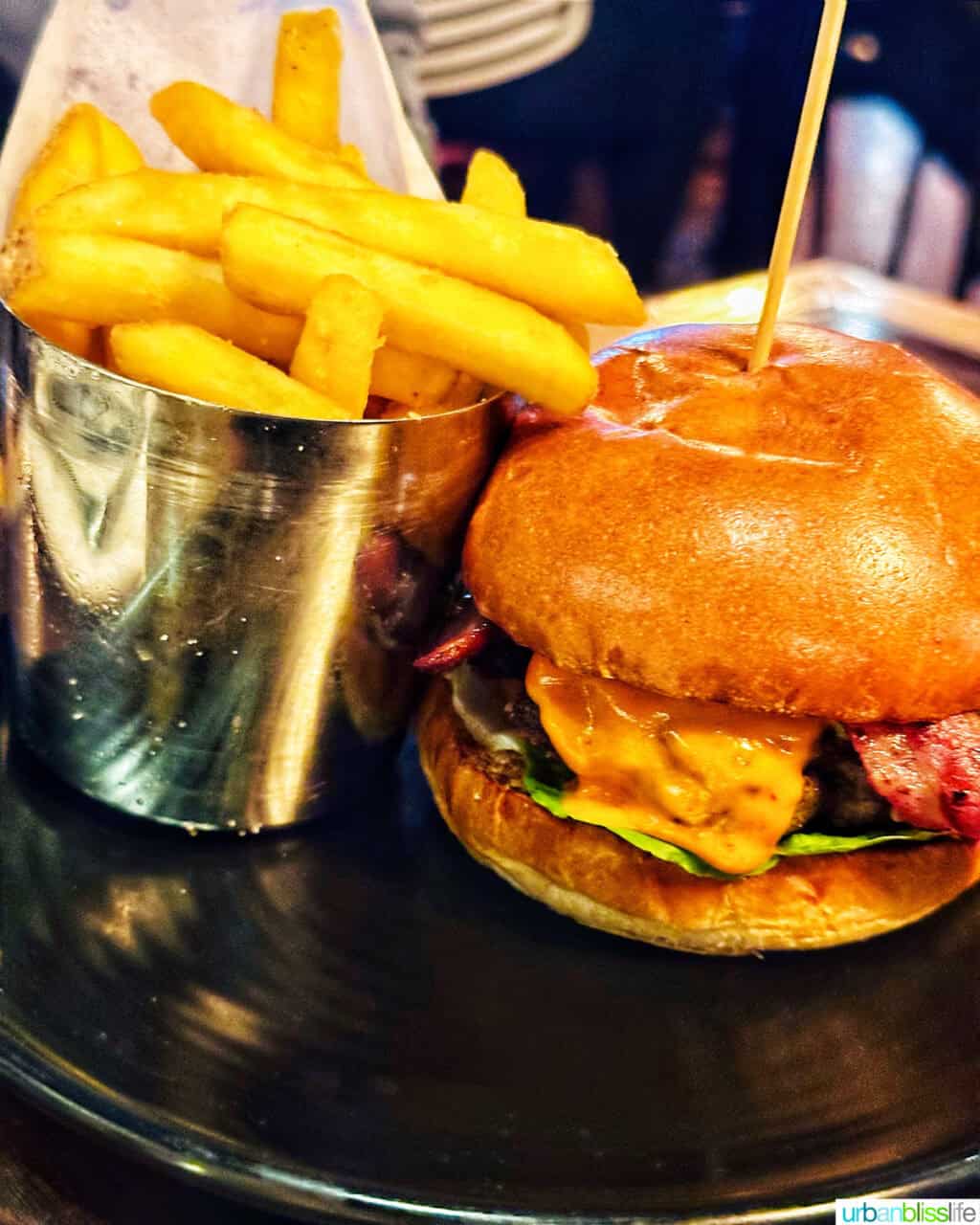 burger and fries at Gordon Ramsay's Heddon Street Kitchen in London.