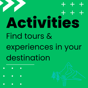 Planning a trip ACTIVITIES graphic with green background.