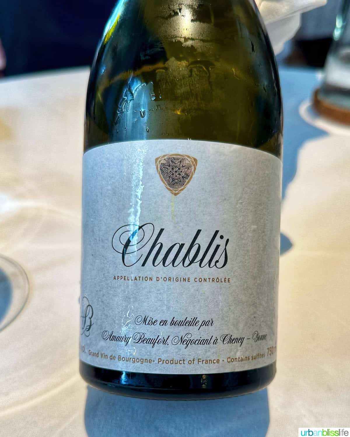 bottle of Chablis wine at Kokotxa restaurant